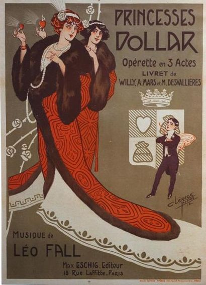 null 1 Affiche Princesse Dollar, Fall Leo [1911] CLERICE CH. Imp. Typo. Morris. Entoilée....