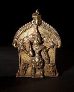 null Plaque de Virabhadra. Inde - Maharashtra. XVIIIe / XIXe siècle. Bronze Plaque...