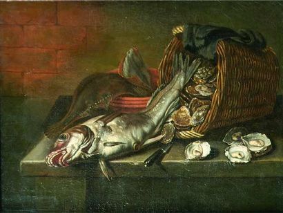 Attribué à ORMEA Willem (1638 - 1673) Nature morte aux poissons Toile. Signature...