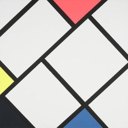null Mondrian fluo Série tableaux blanc-blanc fluo Acrylique sur toile. 80 x 80 ...