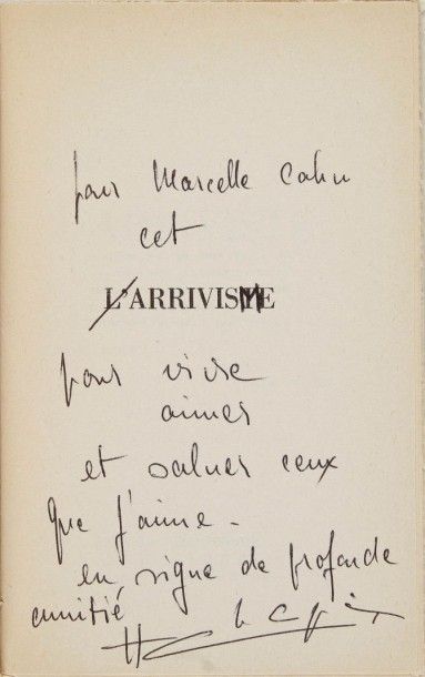 null CHOPIN Henri. L’arriviste. Paris, Éditions Hautefeuille (Caractères), Janvier...