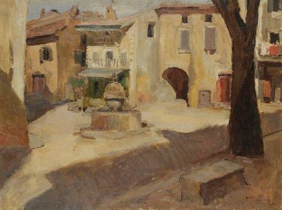 Paul HANNAUX (1897-1954) Village de Provence, 1926 Huile sur toile. Signée en bas...