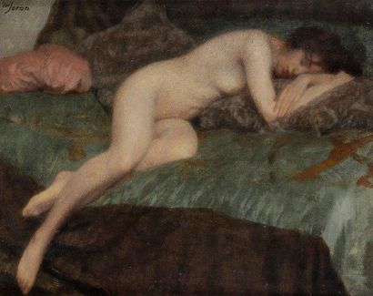 Maurice JORON (1883-1937) Femme nue endormie Huile sur toile. Signée en haut à gauche....