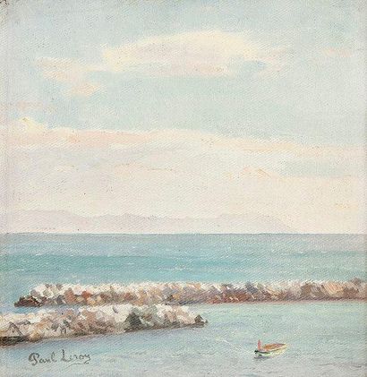 PAUL LEROY (1860 - 1942) Bord de mer à Odessa Huile sur panneau. Signée en bas à...
