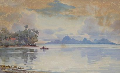 William Alister MACDONALD (1861-1948) Pêcheur à Tahiti, 1922 Aquarelle. Signée et...
