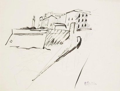 Henri EPSTEIN (1892-1944) Corse, Citadelle de Bastia vue du quai des Martyrs, vers...