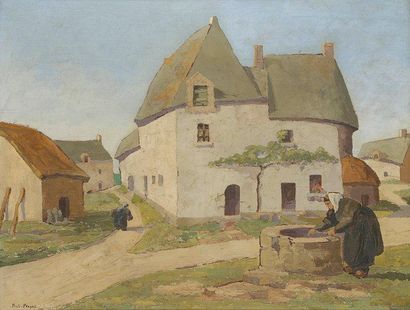 Paul PREYAT (1892-1968) Village breton, 1929 Huile sur toile. Signée et datée en...