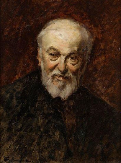 Ferdinand ROYBET (1840-1920) Portrait Huile sur panneau. Signée en bas à gauche....