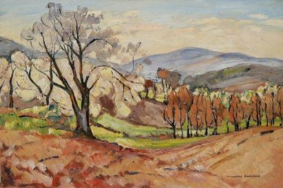 Maurice SAVREUX (1894-1970) Paysage de Provence Huile sur isorel. Signée en bas à...