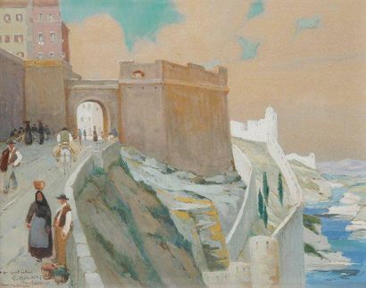 Georges Albert E. BELNET (XIXe-XXe siècle) Corse, l'entrée de la Citadelle de Bonifacio...