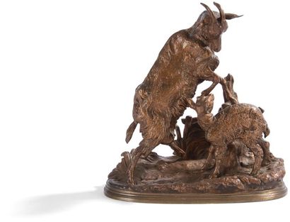 null Pierre-Jules MÊNE (1810 - 1879)
Chèvre et son chevreau
Bronze, patine mordorée.
Signé...