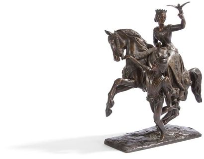 null Jean-Auguste BARRE (1811 - 1896)
Marie de Bourgogne
Bronze à patine brun clair.
Signé...