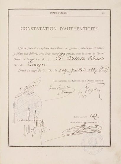 null Cahiers des Grades Symboliques, Rituels du Godf, année 1887, relié, 180 p. Rituels...