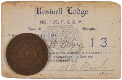 null Jeton en bronze et certificat de membre daté 1913.