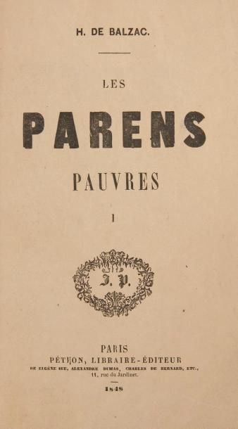 BALZAC (Honoré de) Les Parens pauvres. Paris: Louis Chlendowski, 1847 [tomes I à...