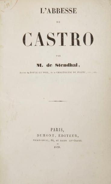 STENDHAL L'Abbesse de Castro. Paris: Dumont, 1839. - In-8, (2 ff.), 335 pp. mal chiffrées...