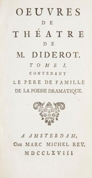 DIDEROT (Denis) Oeuvres de théâtre. Amsterdam: Marc Michel Rey, 1768. - 2 tomes en...