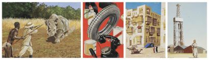 André WILQUIN (1899-2000) Sujets orientalistes; sujet publicitaire, vers 19504 dessins...