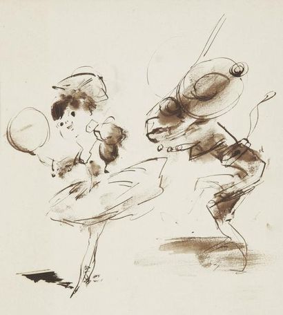 Henry-François Sommier dit Henry SOMM (1844-1907) Couple de danseurs, vers 1890-1900...
