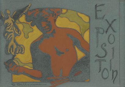 David DELLEPIANE (1866-1932) Femme à la victoire - Projet d'affiche d'exposition...