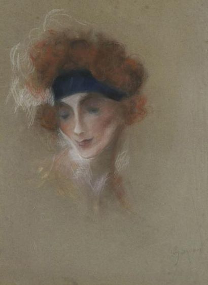 Lucien LEVY DHURMER (1865-1953) Portrait d'élégante Pastel. Signé en bas à droite....