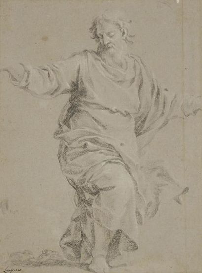 Attribué au Cavalier Giovanni LANFRANCO (1582-1647) Figure d'Apôtre Pierre noire...