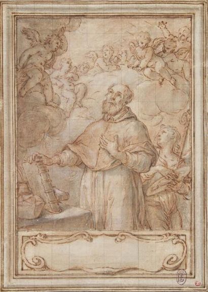 Michelangelo RICCIOLINI (Rome 1654 - Frascati 1715) Saint François de Sales en prière,...