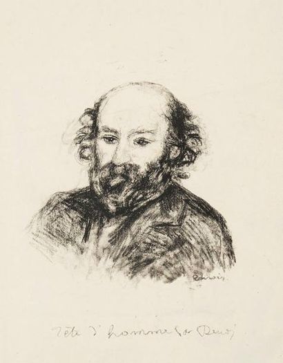Pierre-Auguste RENOIR (1841-1919) Paul Cézanne. 1902. Lithographie. 240 x 260. Delteil,...