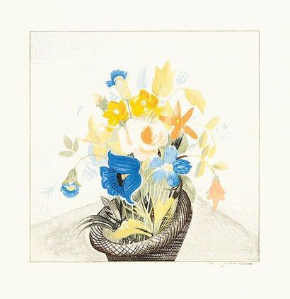 François-Louis SCHMIED (1873-1941) Vase de fleurs. Vers 1920. Gravure sur bois. 218 x 218....