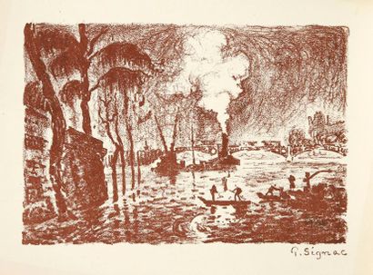 Paul SIGNAC (1863-1935) La Seine en crue, en 1910. 1923. Lithographie. 222 x 150....