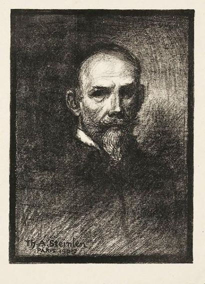 Théophile-Alexandre STEINLEN (1859-1923) Steinlen de face tête droite. 1905. Lithographie....
