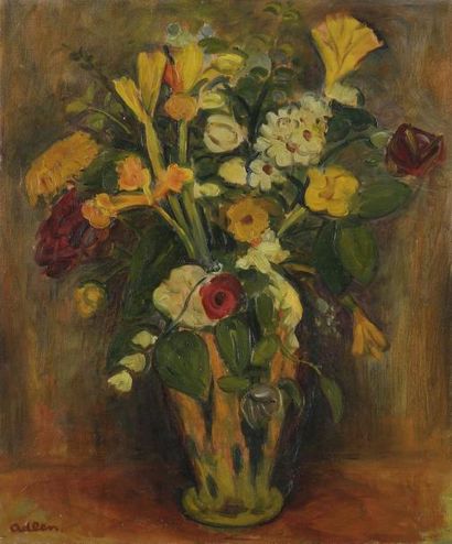 Michel ADLEN (1898-1980) Bouquet de fleurs Huile sur toile. Signée en bas à gauche....
