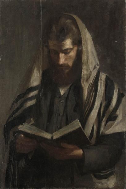 Irene HILBERTH (1872-1925) Rabbin au Tallit Huile sur toile Signée en bas à gauche....