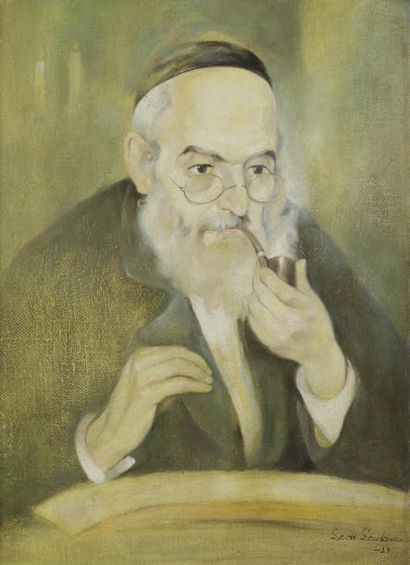 Léon LEWKOWICZ (1888-1950) Juif à la pipe, 1929 Huile sur toile. Signée et datée...