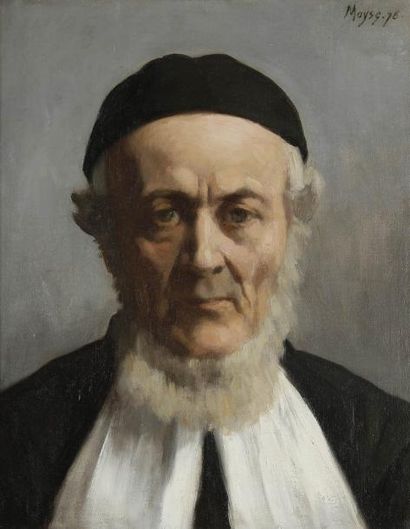 Edouard MOYSE (1827-1908) Portrait de rabbin, 1878 Huile sur toile. Signée en haut...