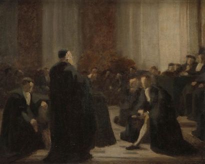Edouard MOYSE (1827-1908) Étude pour le Grand Sanhédrin, vers 1868 Huile sur toile....