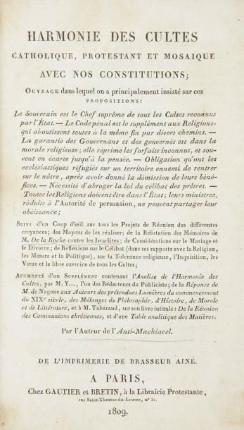 De FOULAINES, François-Nicolas Dufriche Harmonie des cultes catholique, protestant...
