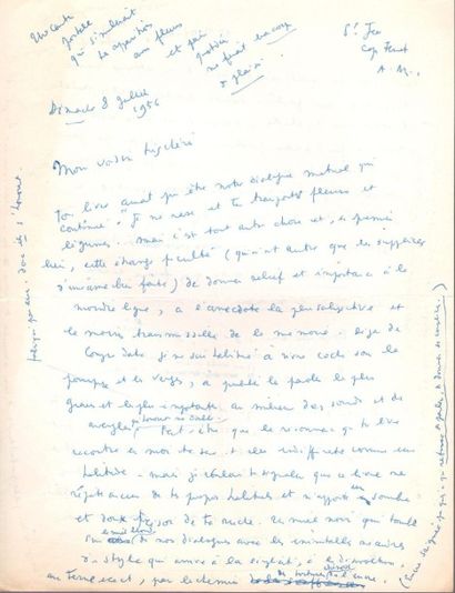 null Jean cocteau. 2 L.A.S. «Jean», Saint-Jean-Cap-Ferrat 1956, à Emmanuel Berl;...