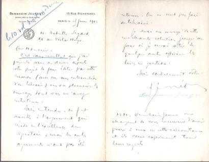 null Félix FÉNÉON (1861-1944) écrivain et critique d’art. 3 L.A.S., Paris 1897-1912,...