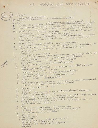 null Pierre GRIPARI. Manuscrit autographe, La Maison aux sept pignons, [1966]; 18...