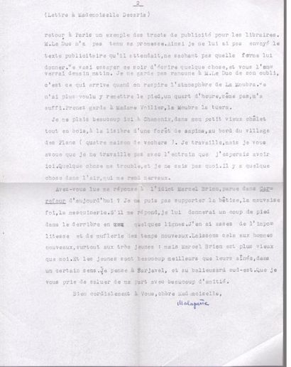 null Curzio MALAPARTE (1898-1957) écrivain italien. L.S., Chamonix Mont Blanc 18...