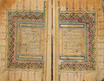 null Coran Ottoman, fin XVIIIe-début XIXe siècle Manuscrit complet sur papier de...