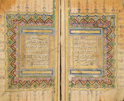 null Coran Ottoman, fin XVIIIe-début XIXe siècle Manuscrit complet sur papier de...