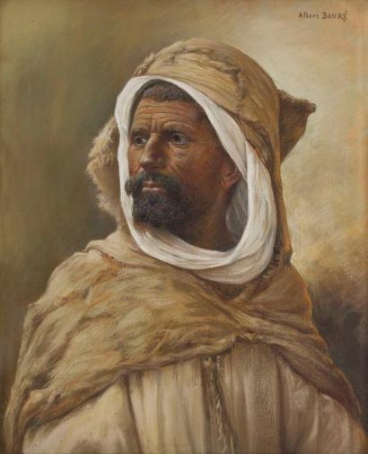 Albert BAURE (1867-1930) Portrait d'un berbère Pastel sur toile. Signé en haut à...