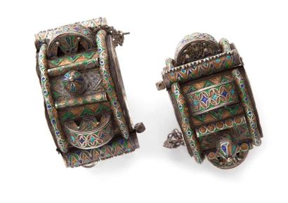 null Paire de bracelets de cheville en argent, Maroc, Anti Atlas, XVIIIe-XIXe siècle...