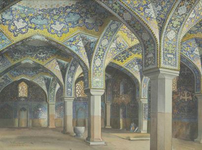Yervand NAHAPETIAN (Iranien, 1916-2006) Intérieur de la mosquée du Shah à Isfahan...