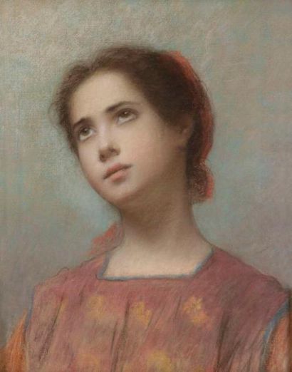 Charles Zacharie LANDELLE (1821-1908) Jeune orientale Dessin au pastel. Signé au...