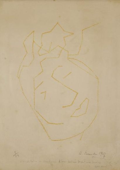 André BEAUDIN (1895-1979) Portrait d'homme, 1947 Lithographie. Signée, datée, dédicacée...