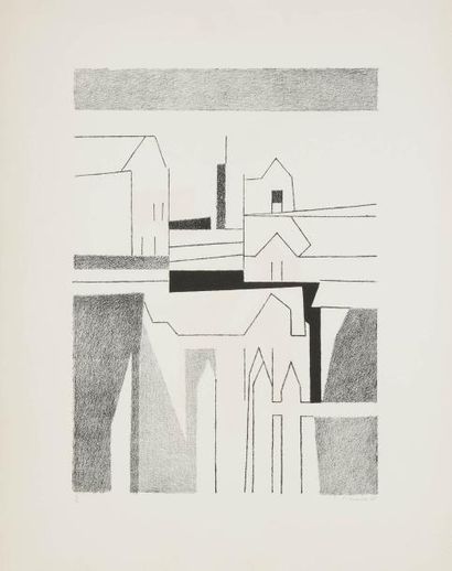 André BEAUDIN (1895-1979) La Ville, 1956 Lithographie. Signée, datée et numérotée...