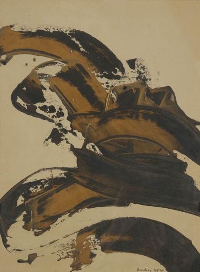BARBIER (XXe siècle) Composition abstraite Technique mixte sur papier. Signée en...